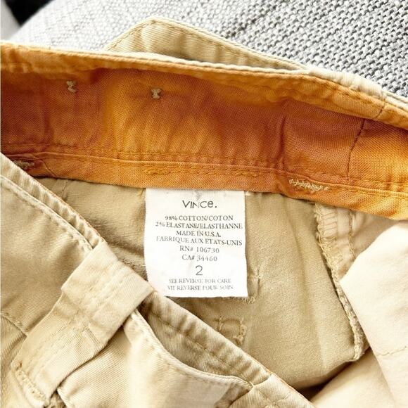 Vince Tan Cotton Blend Flat Front Button & Zip Closure Wide Leg Pants Size 2 - Picture 5 of 6